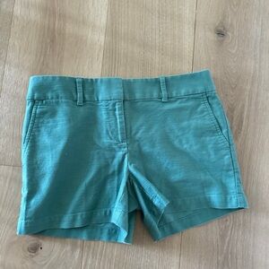 LOFT Green Bermuda Shorts Structured Cotton Blend